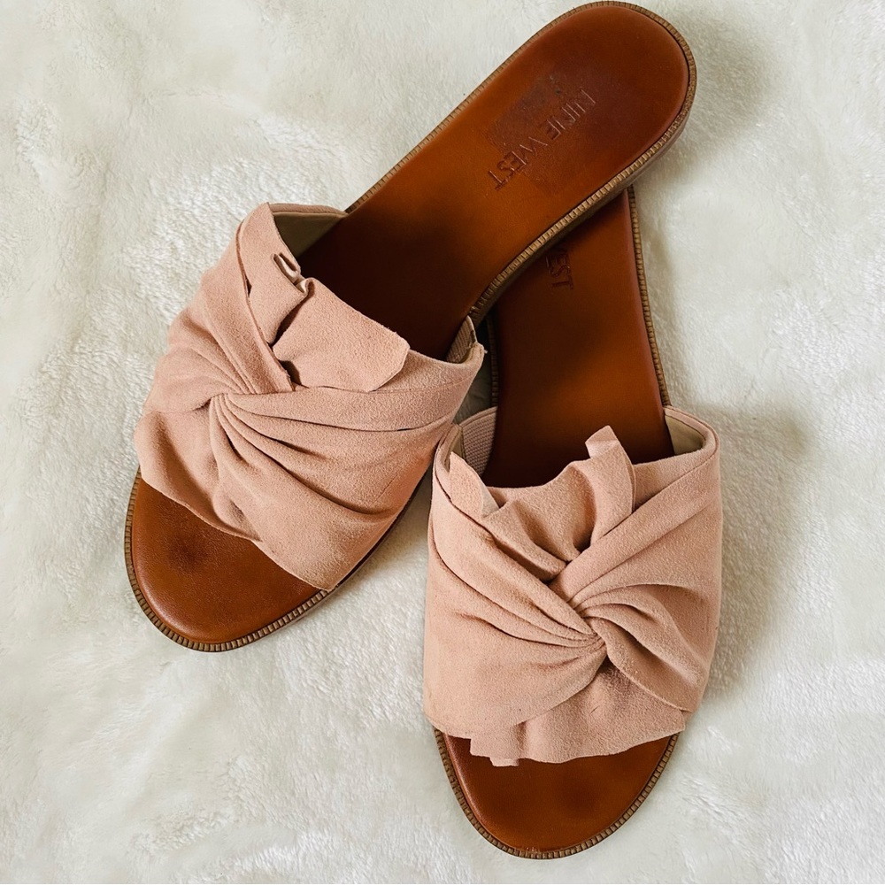 NINE WEST Suede Slip On Sandal Blush